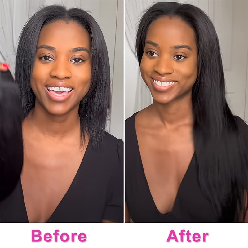 Straight Human Hair Clip In Hair Extensions For Women 100% Unprocessed Full Head Brazilian Virgin Hair Natural Black Color, 8/Pcs With 18Clips, 4.06 oz